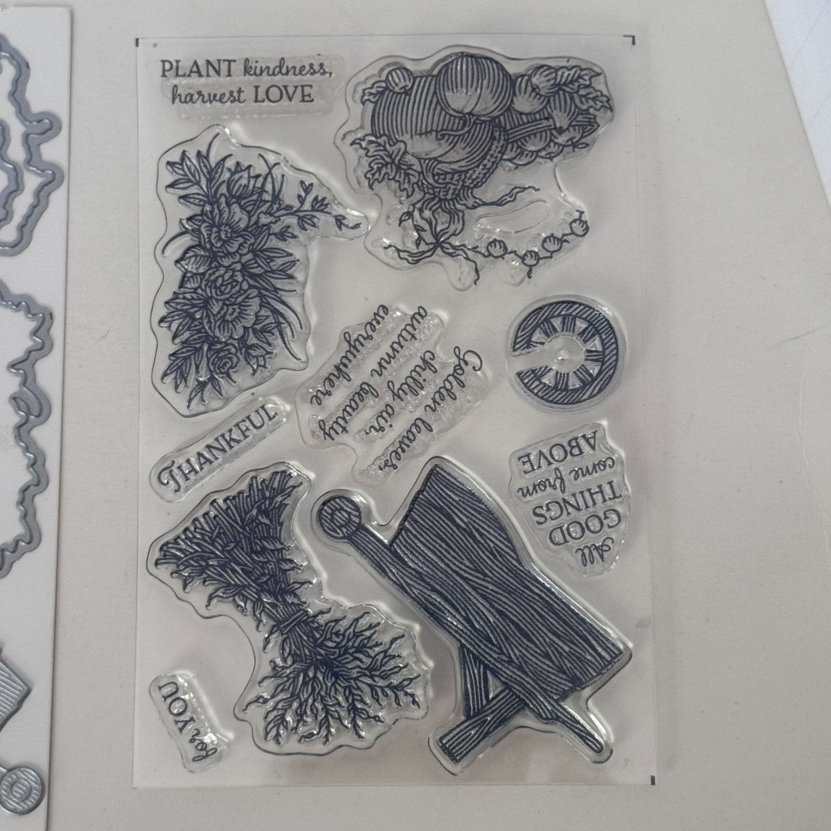 Stampin Up Photopolymer Stamp Set Autumn Goodness with Dies Thanksgiving Harvest Wheelbarrow Cardmaking