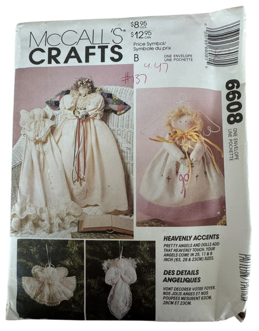 McCalls Sewing Pattern 6608 Angel Doll Heavenly Accents Christmas Ornaments Uncut Fabric Angels