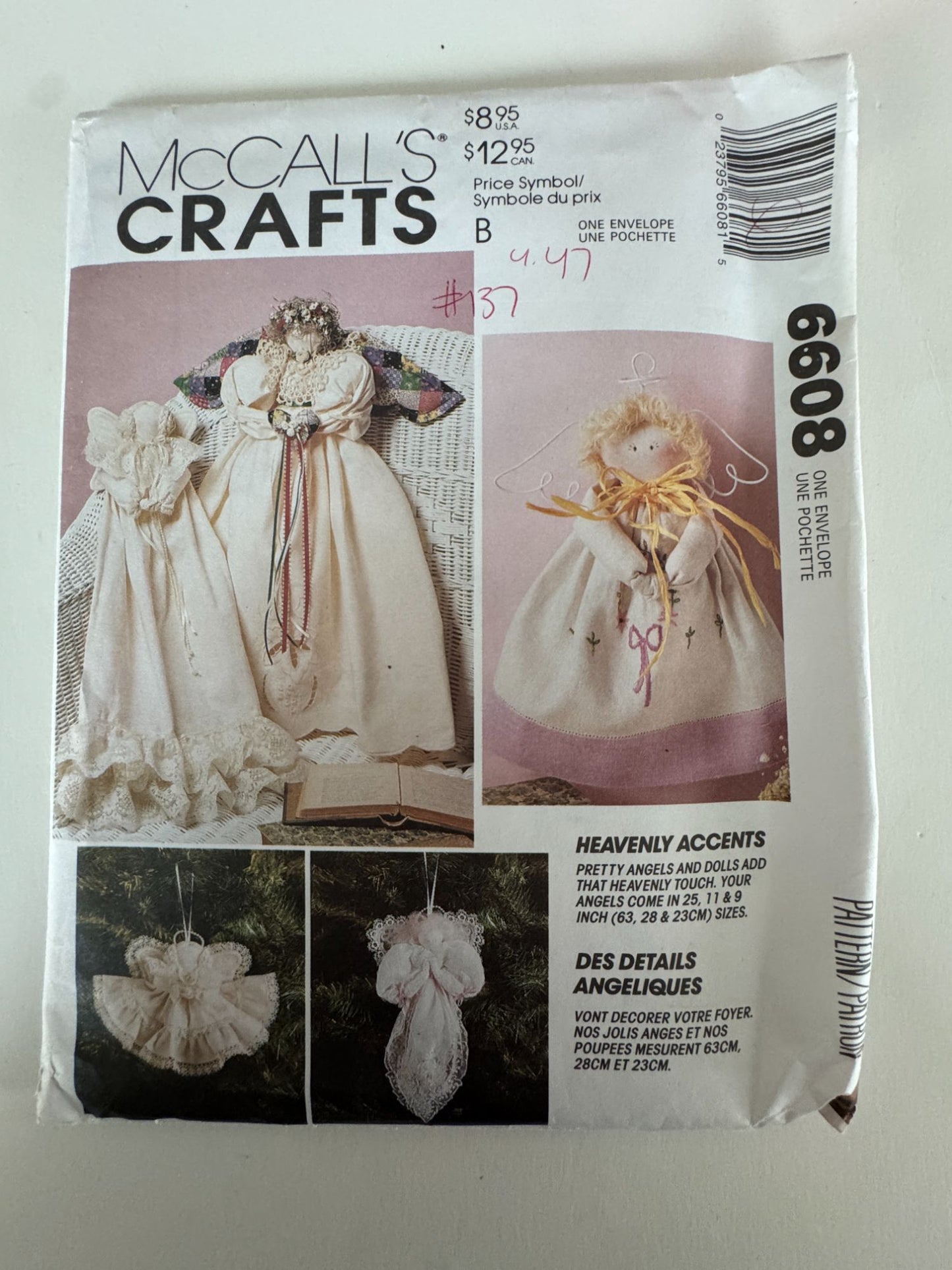 McCalls Sewing Pattern 6608 Angel Doll Heavenly Accents Christmas Ornaments Uncut Fabric Angels