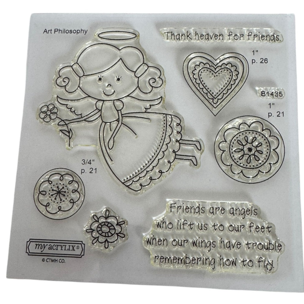 CTMH My Acrylix Acrylic Stamp Set Angel Friends Friendship Thank Heaven Words