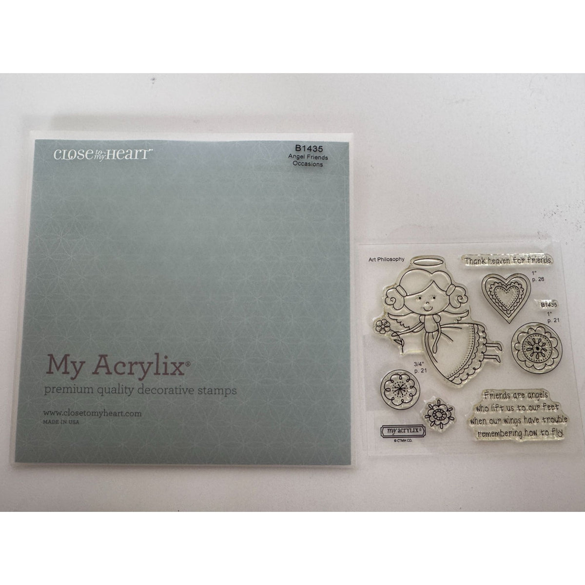 CTMH My Acrylix Acrylic Stamp Set Angel Friends Friendship Thank Heaven Words
