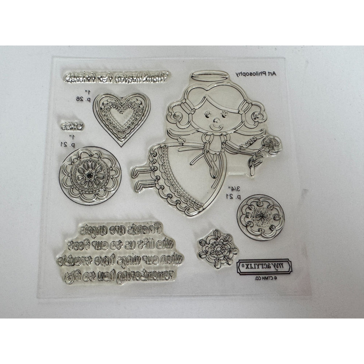 CTMH My Acrylix Acrylic Stamp Set Angel Friends Friendship Thank Heaven Words