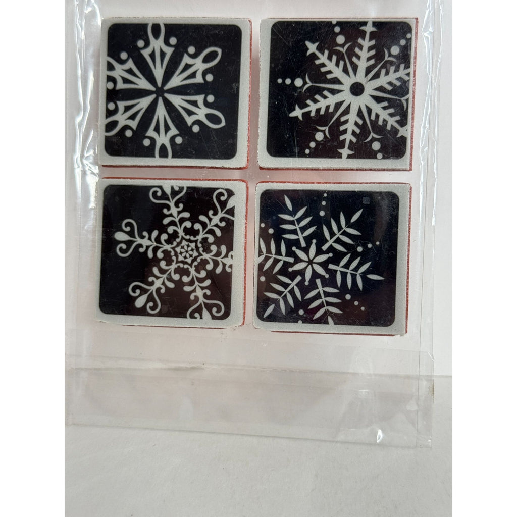 Hero Arts Clings Rubber Stamp Set Four Framed Snowflakes Christmas Card Making