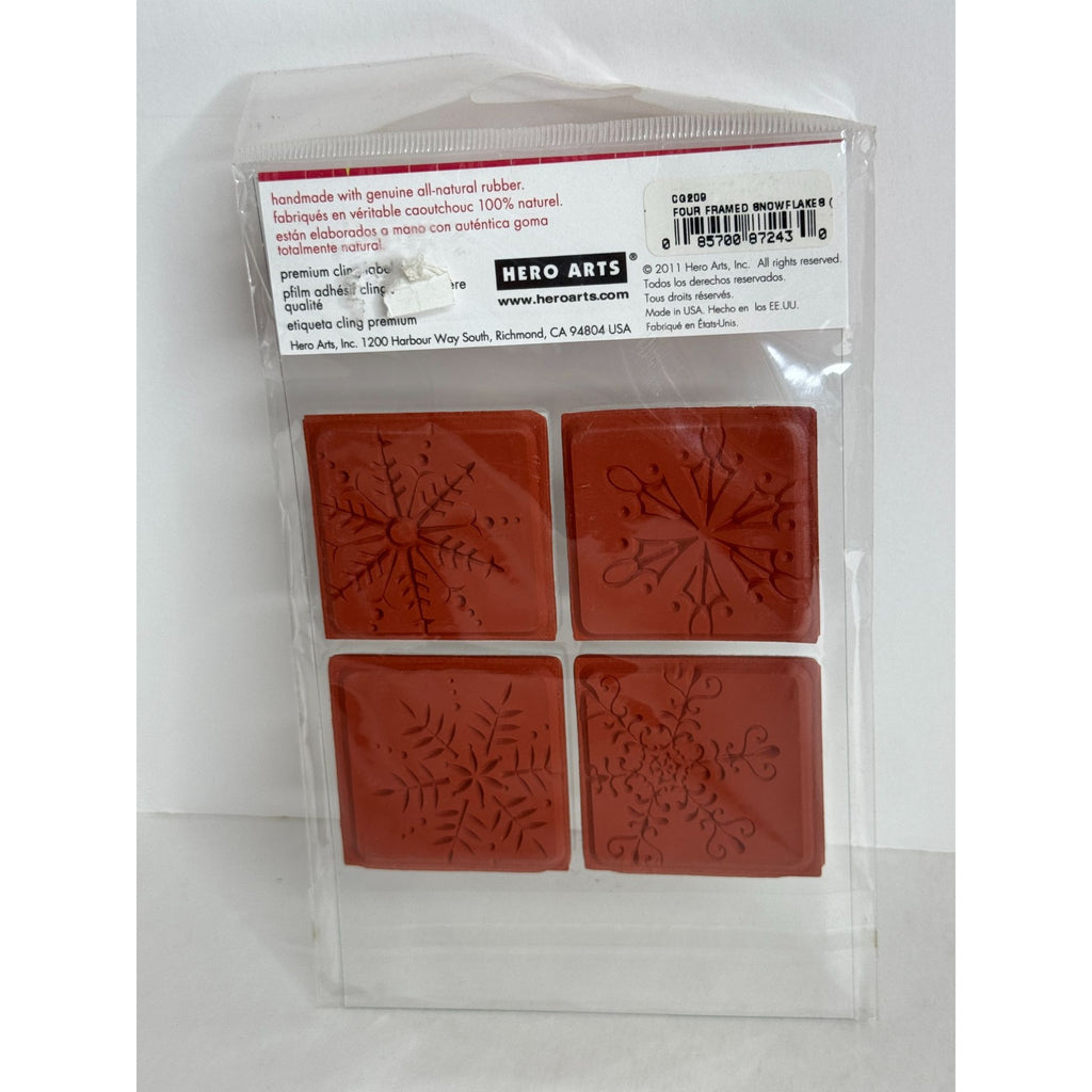 Hero Arts Clings Rubber Stamp Set Four Framed Snowflakes Christmas Card Making