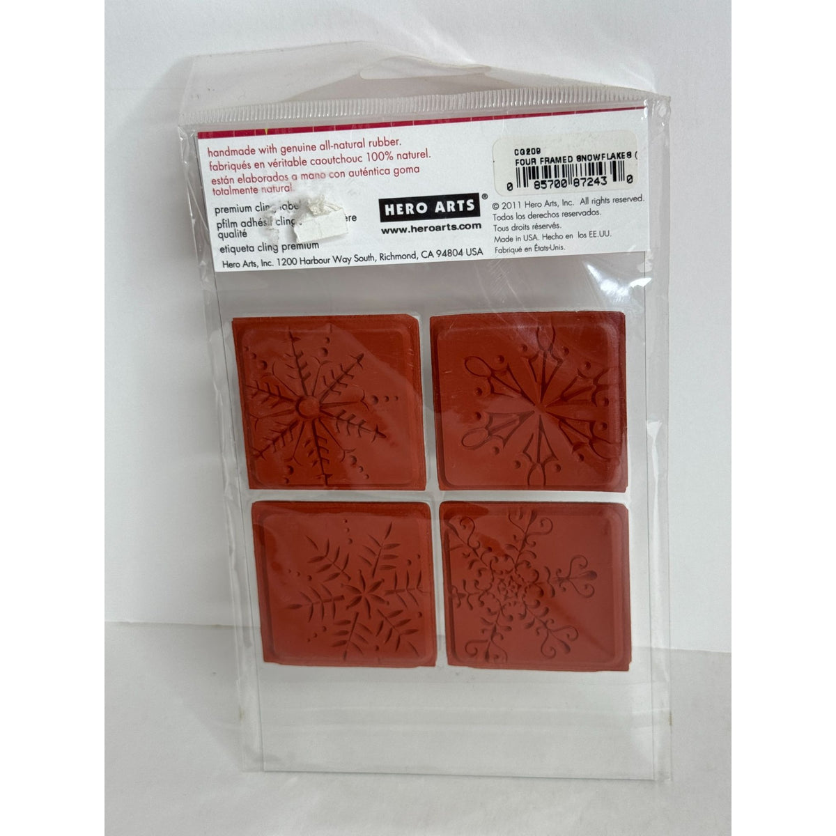 Hero Arts Clings Rubber Stamp Set Four Framed Snowflakes Christmas Card Making