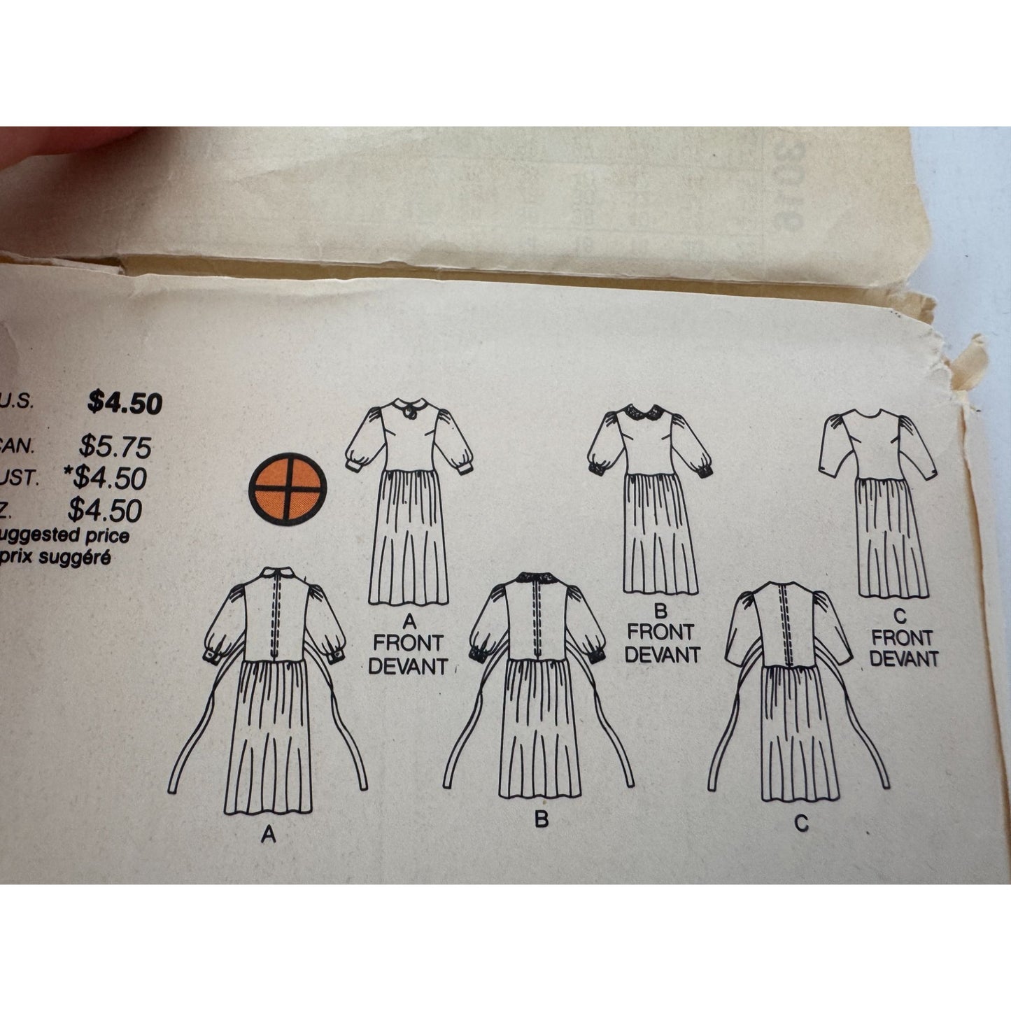 Butterick Sewing Pattern 3016 Prairie Dress Puff Sleeves Lace Trim Vtg 1980s 12