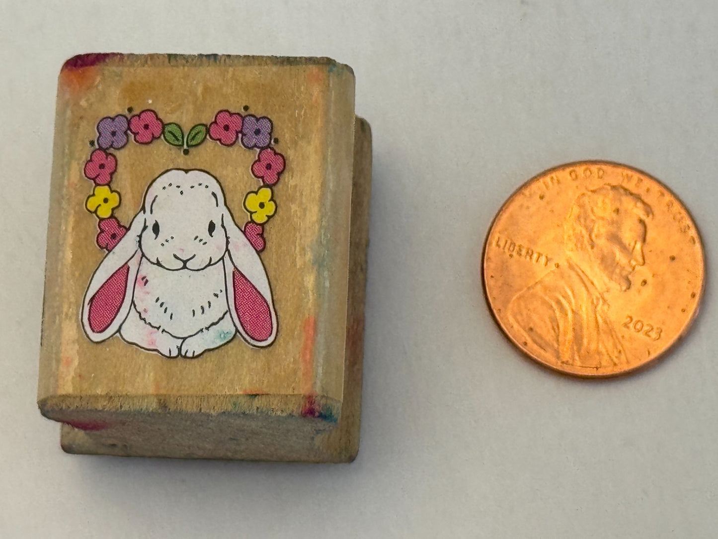 Noteworthy Rubber Stamp Flower Bunny Flowers Small Easter Spring Card Making Art