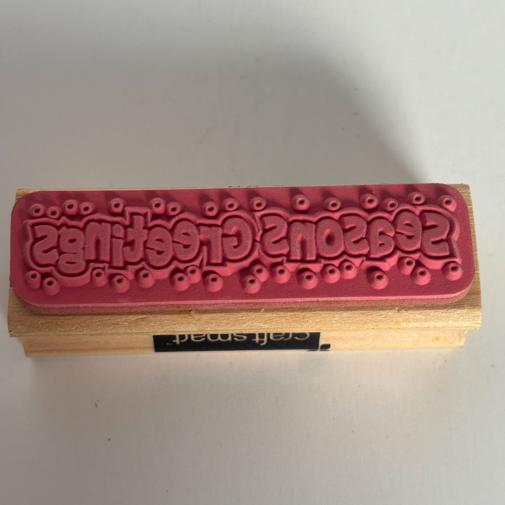 CraftSmart Rubber Stamp Seasons Greetings Holiday Christmas Card Making Words