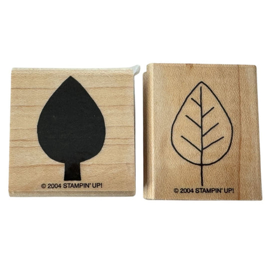 Stampin Up Rubber Stamps Elm Leaves Fall Leaf Two Step Shapes Shadows Card Craft