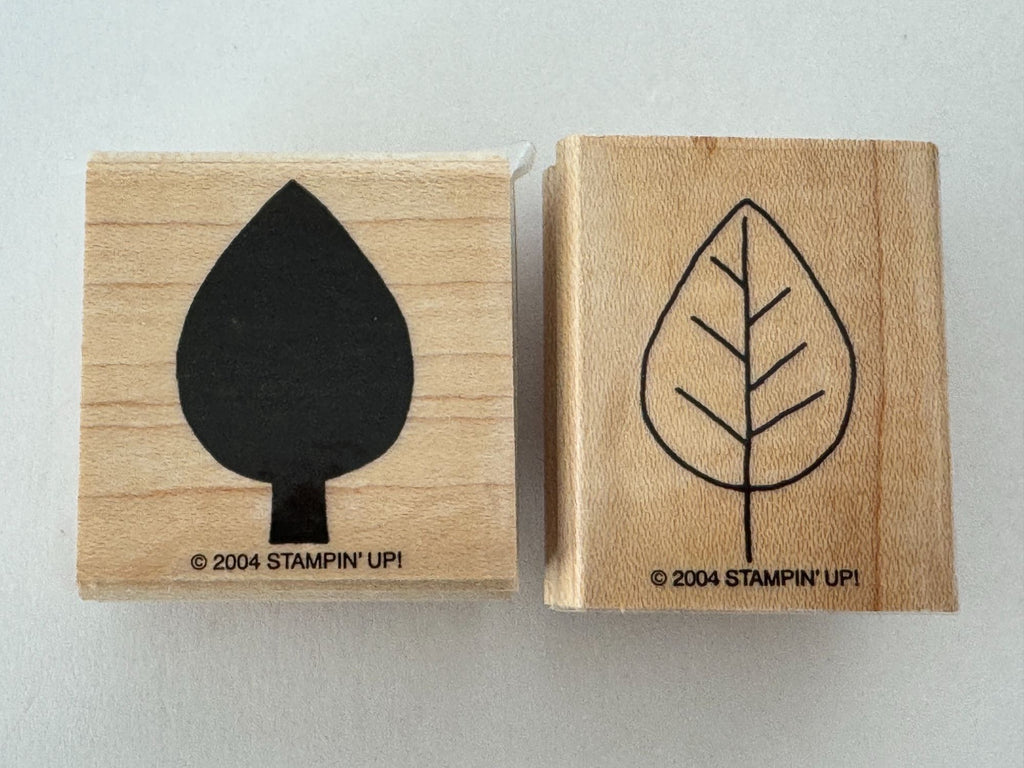 Stampin Up Rubber Stamps Elm Leaves Fall Leaf Two Step Shapes Shadows Card Craft