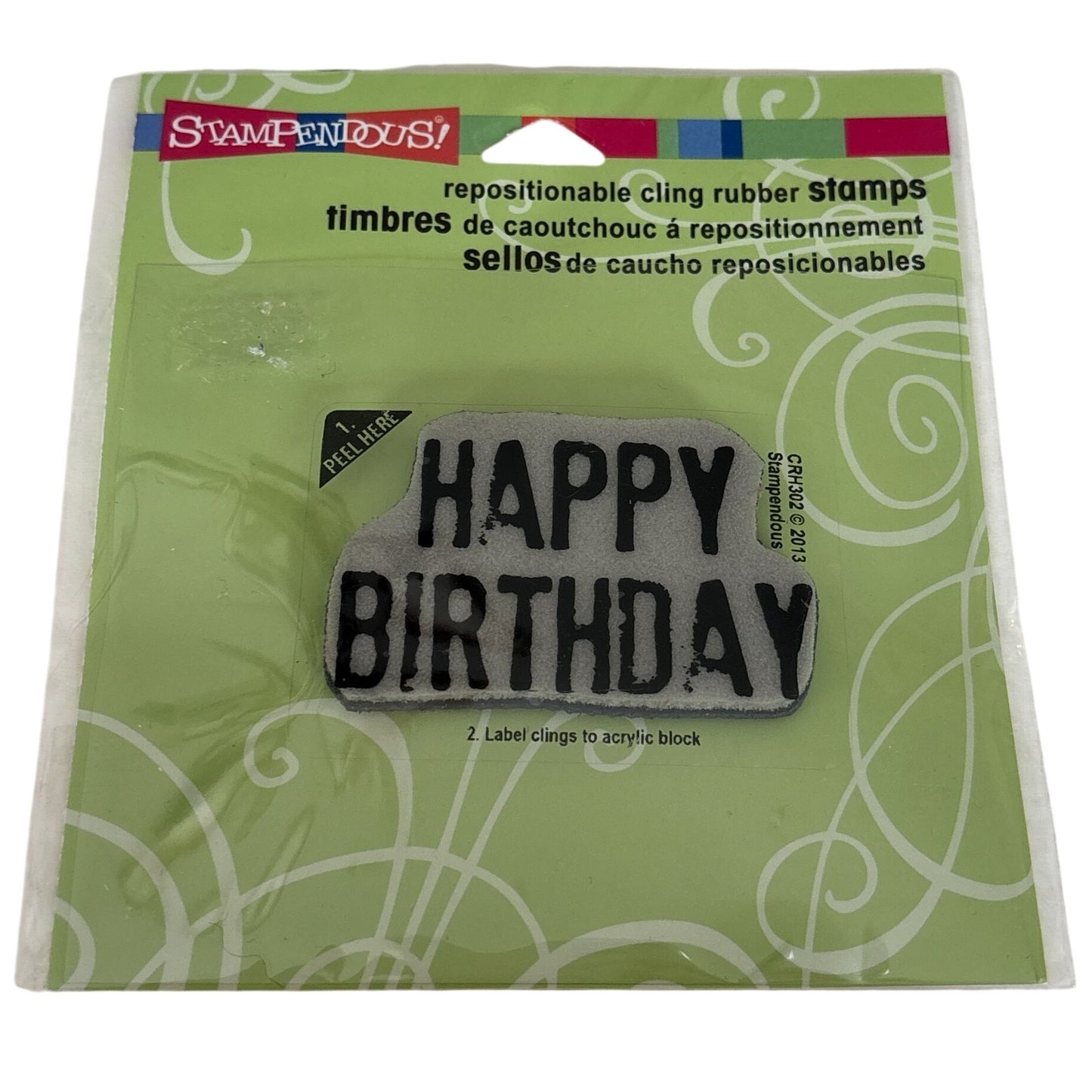 Stampendous Cling Rubber Stamp Happy Birthday Grunge Style Cardmaking Masculine Words Repositionable Craft