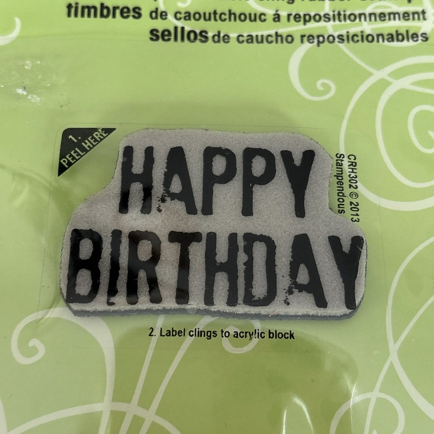 Stampendous Cling Rubber Stamp Happy Birthday Grunge Style Cardmaking Masculine Words Repositionable Craft