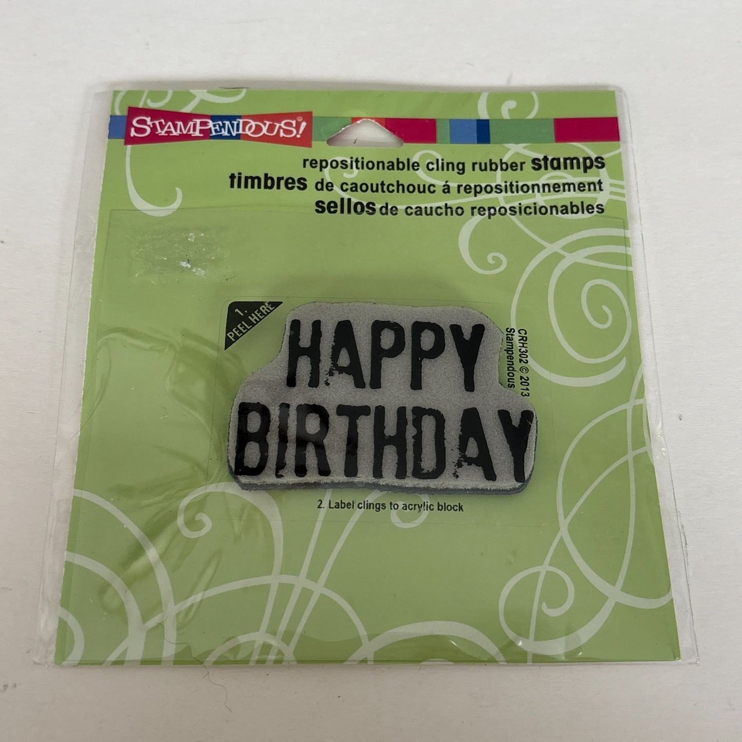 Stampendous Cling Rubber Stamp Happy Birthday Grunge Style Cardmaking Masculine Words Repositionable Craft