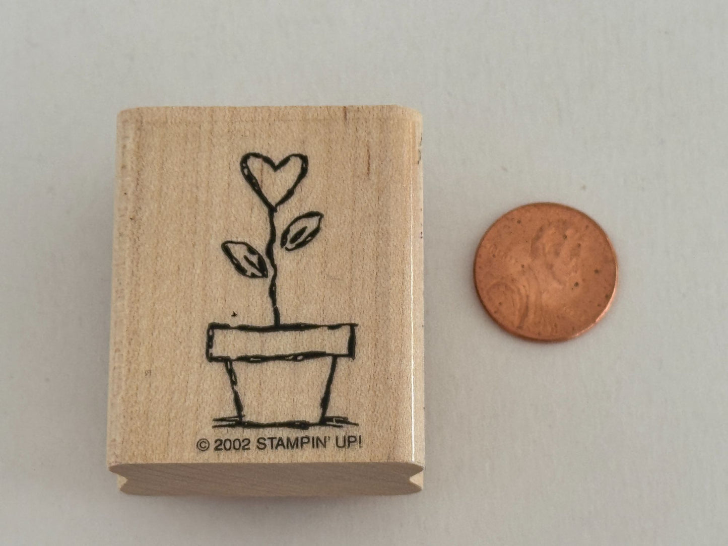 Stampin Up Rubber Stamp Heart Flower Pot Garden Grows Love Valentines Day Card