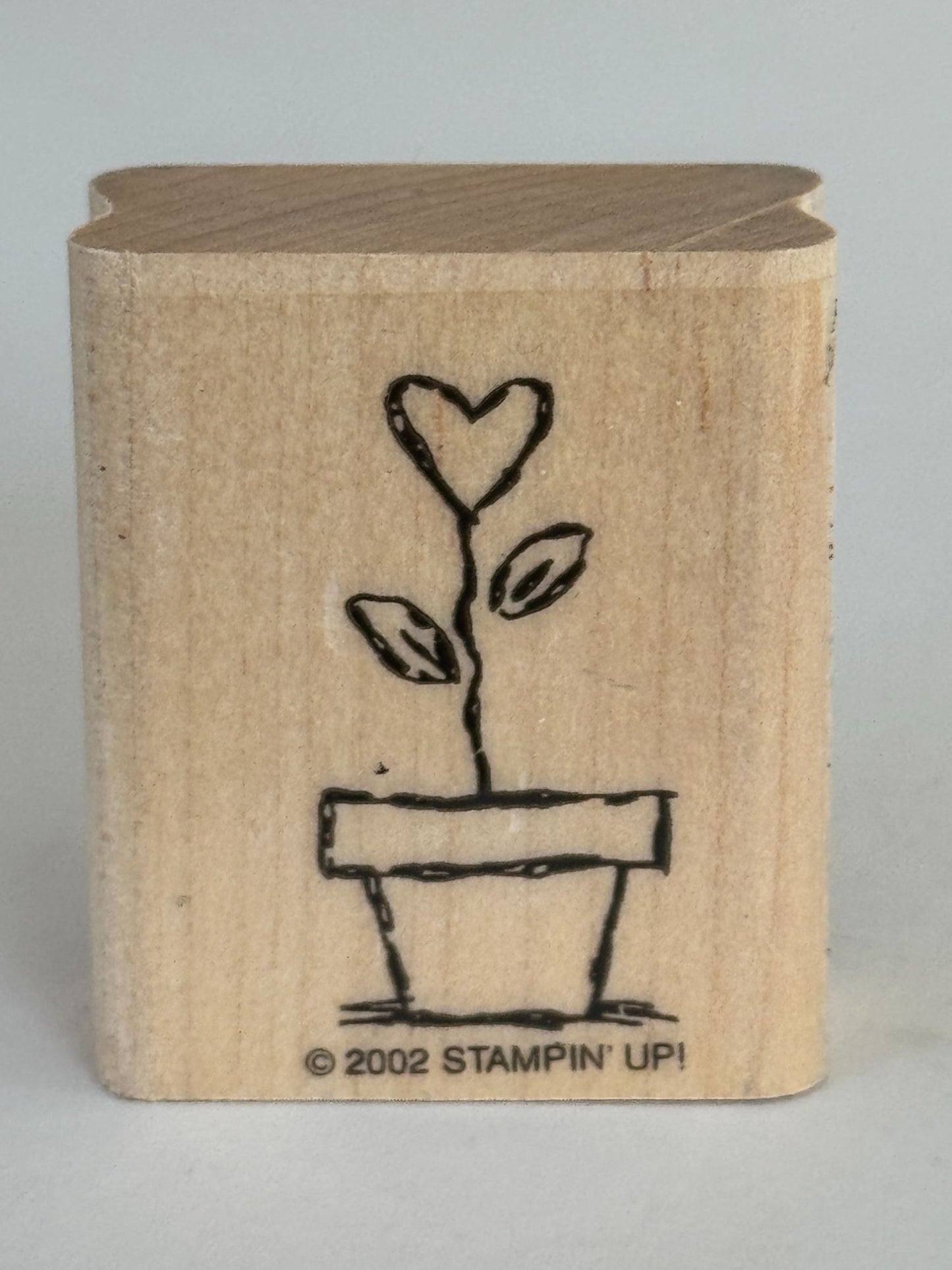 Stampin Up Rubber Stamp Heart Flower Pot Garden Grows Love Valentines Day Card