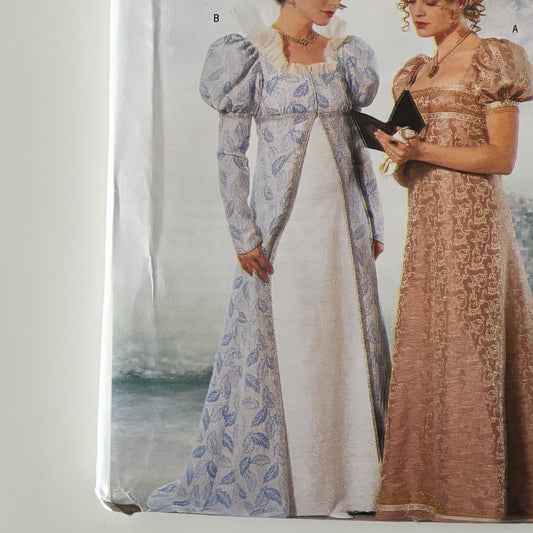 Butterick Sewing Pattern 6630 Regency Coat Dress Making History 18-22 Uncut Empire Waist Gown