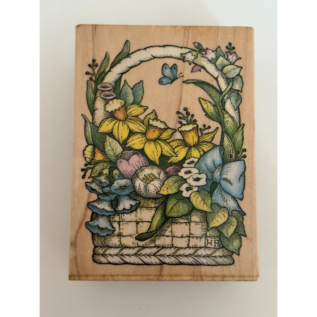 All Night Media Rubber Stamp Spring Bouquet Easter Basket Flowers Cardmaking