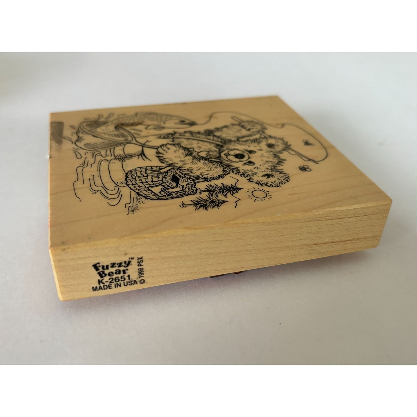 PSX Rubber Stamp Fuzzy Bear Fishing Teddy Fisherman Fathers Day Cardmaking Craft