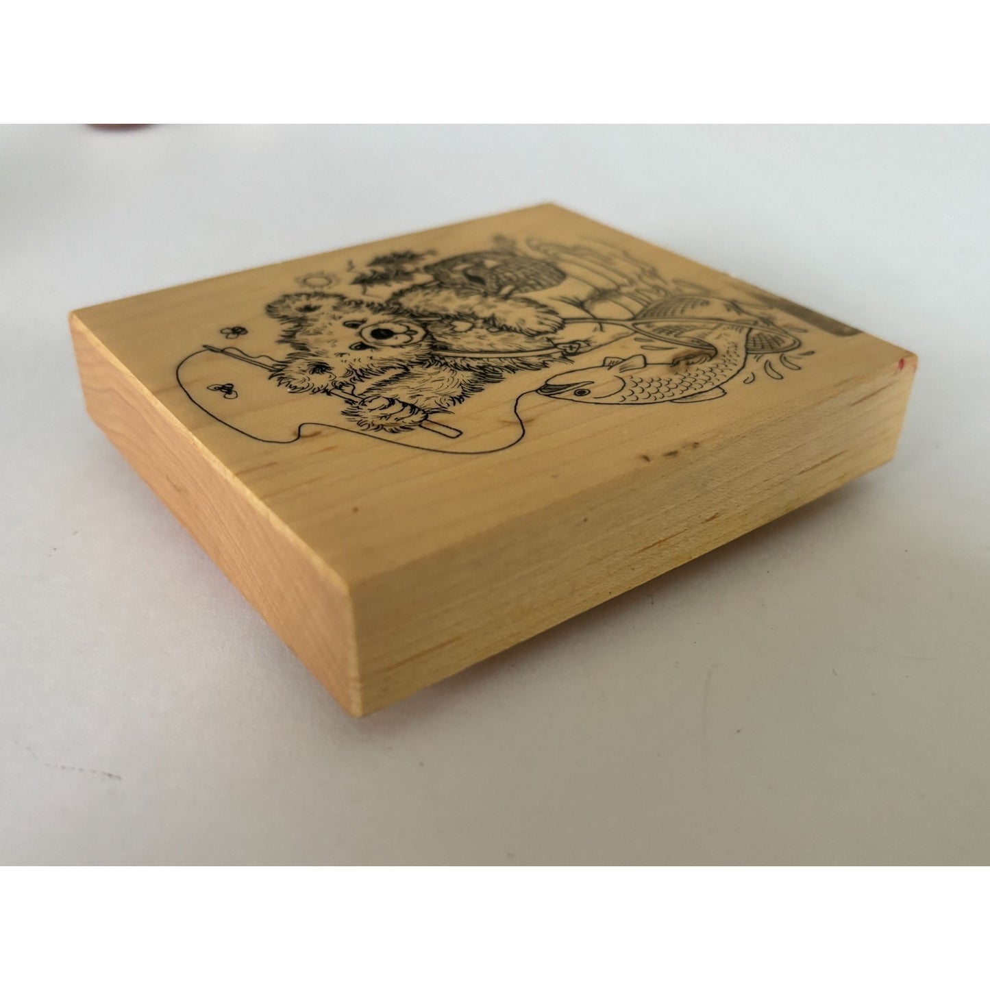 PSX Rubber Stamp Fuzzy Bear Fishing Teddy Fisherman Fathers Day Cardmaking Craft