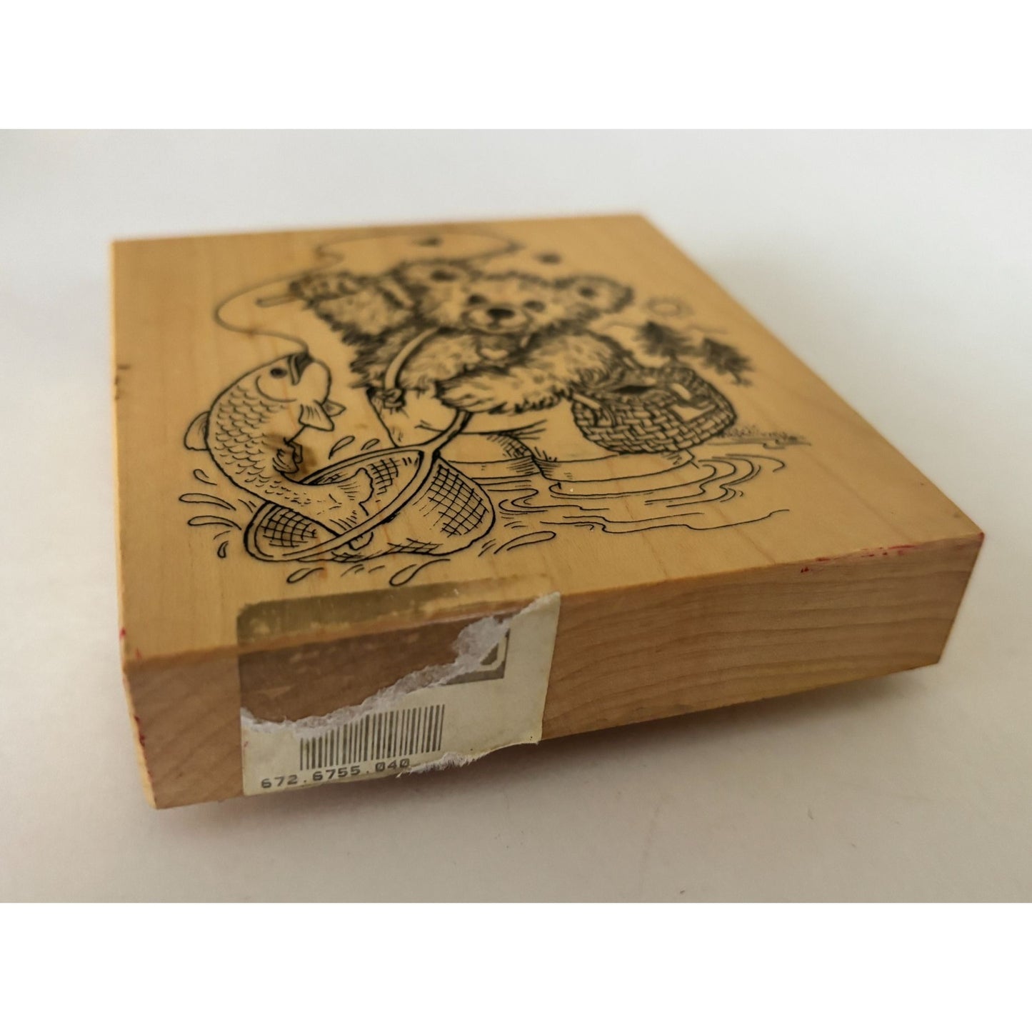 PSX Rubber Stamp Fuzzy Bear Fishing Teddy Fisherman Fathers Day Cardmaking Craft