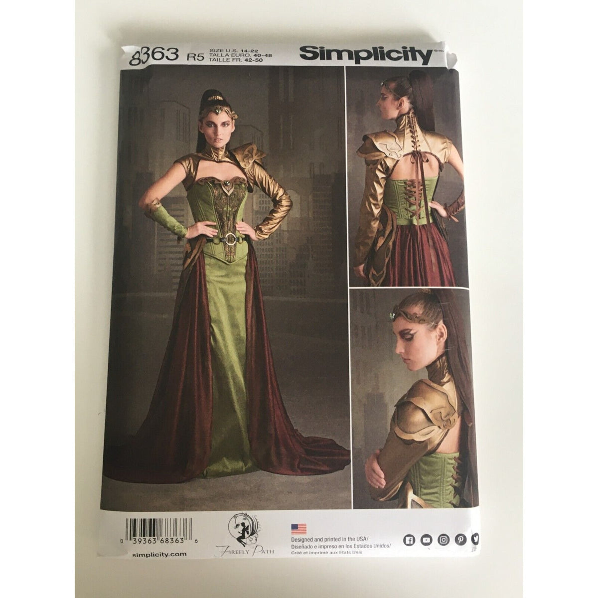 Simplicity Sewing Pattern 8363 Fantasy Ranger Cosplay Armor Medieval Queen 14-22 Firefly Path Uncut