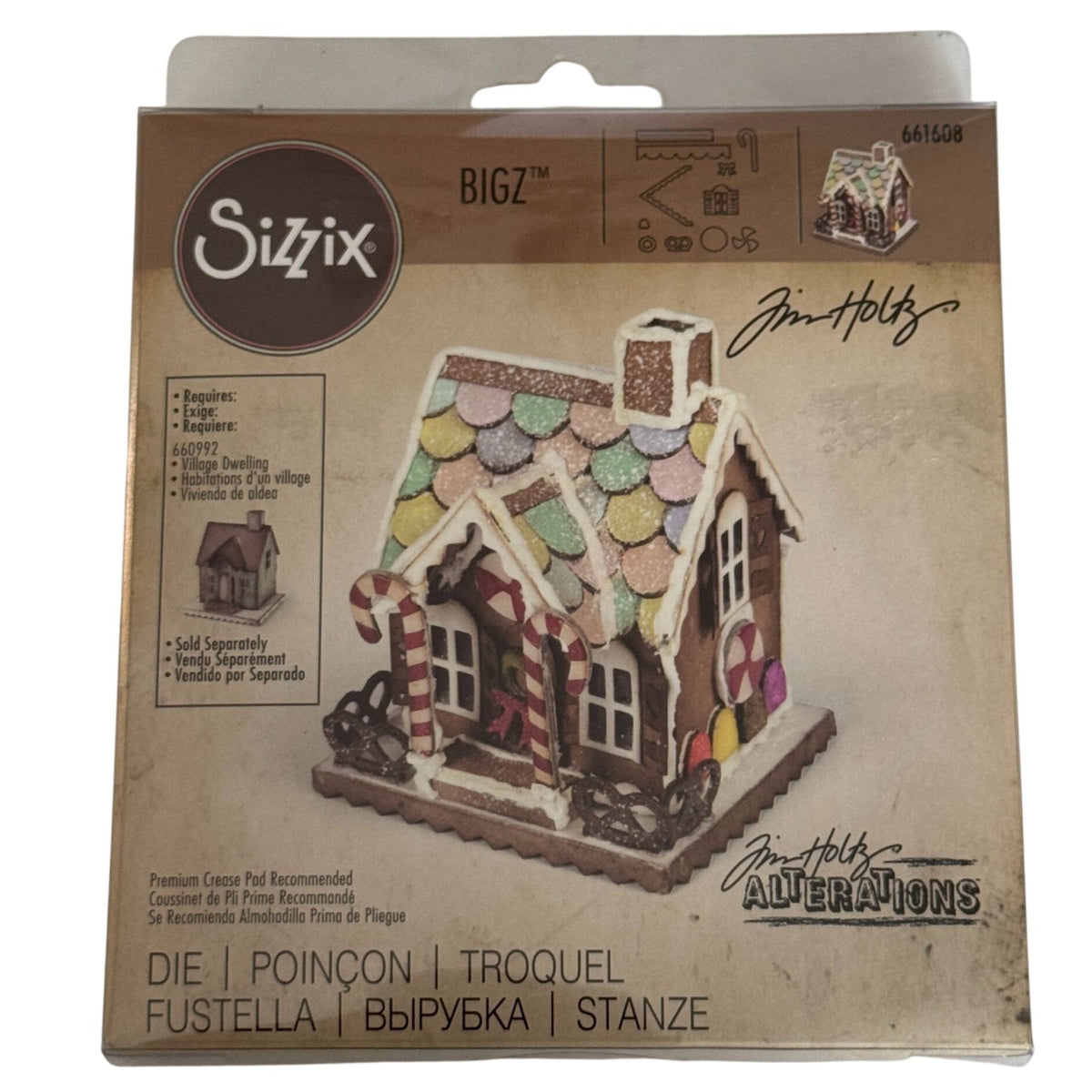 Sizzix Tim Holtz Bigz Die Village Gingerbread House Decorations 661608 Christmas Candy Cottage Alterations