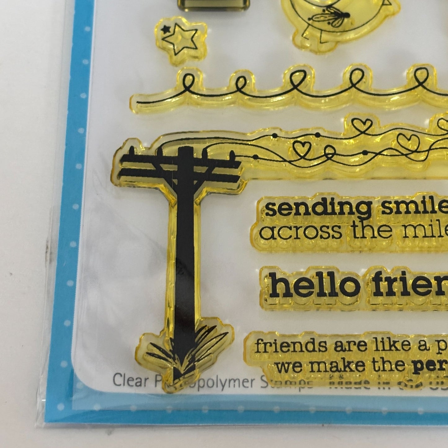 Avocado Arts Clear Photopolymer Stamps Set Hello Friend Socks Phone Retro Cardmaking Telephone Poles