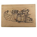 Imaginations Rubber Stamp Cornucopia Pumpkins Fall Thanksgiving Harvest Card Making Quirky Wood Mounted