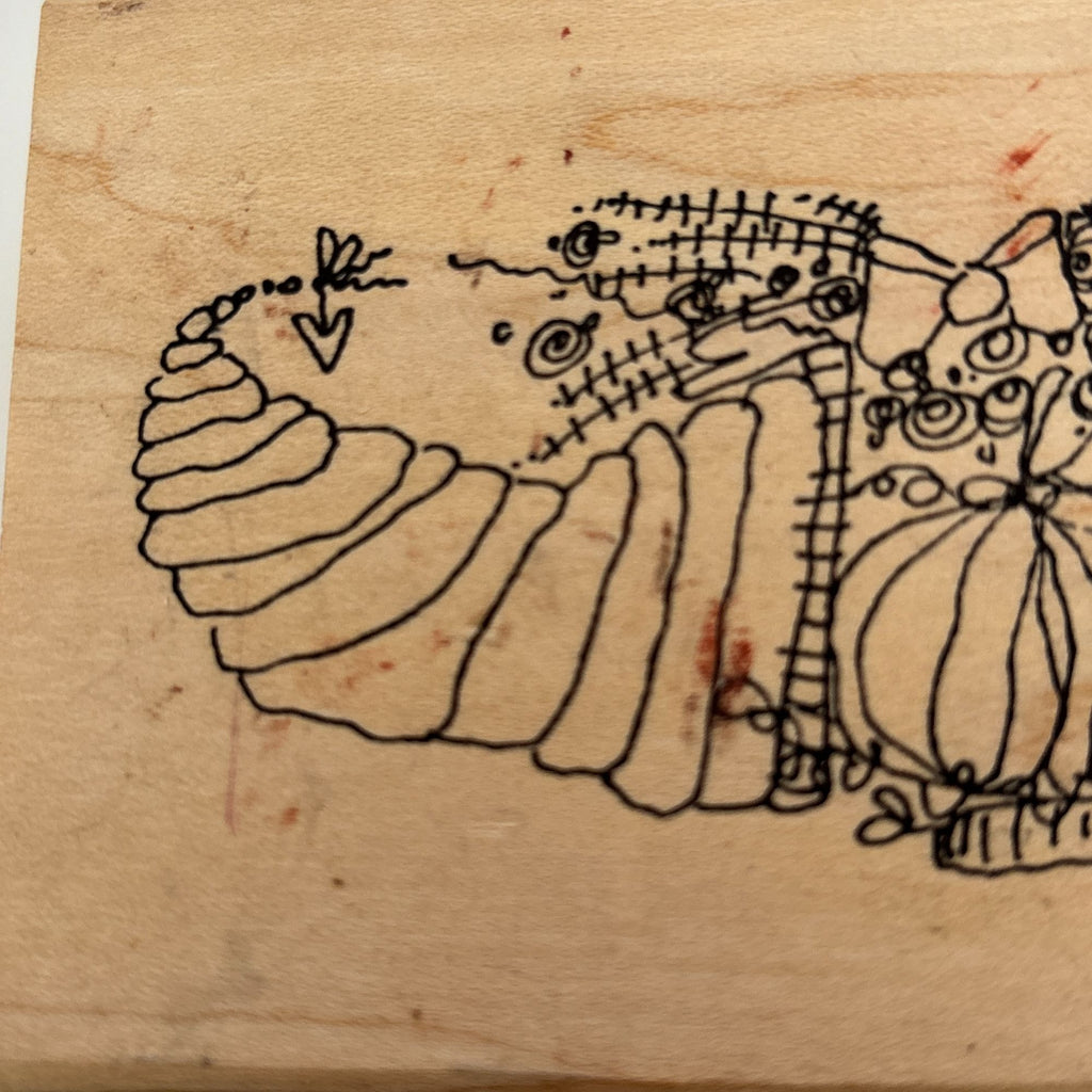 Imaginations Rubber Stamp Cornucopia Pumpkins Fall Thanksgiving Harvest Card Making Quirky Wood Mounted