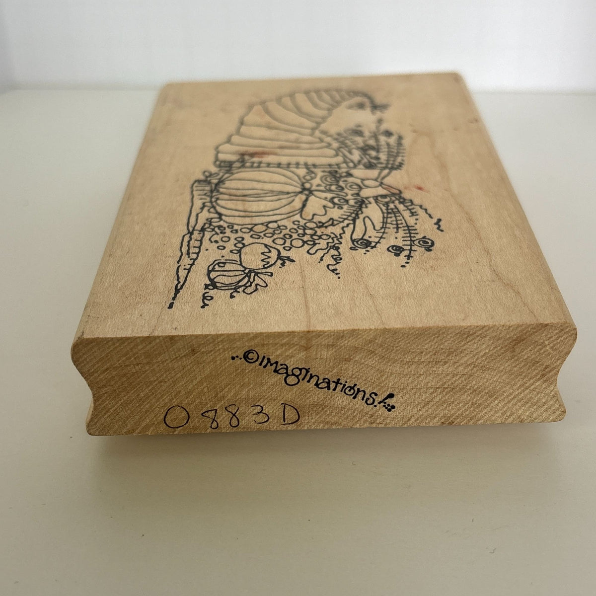 Imaginations Rubber Stamp Cornucopia Pumpkins Fall Thanksgiving Harvest Card Making Quirky Wood Mounted