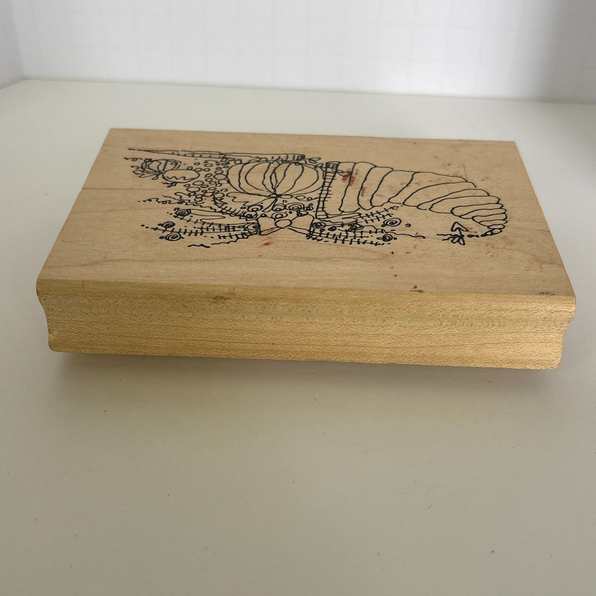 Imaginations Rubber Stamp Cornucopia Pumpkins Fall Thanksgiving Harvest Card Making Quirky Wood Mounted