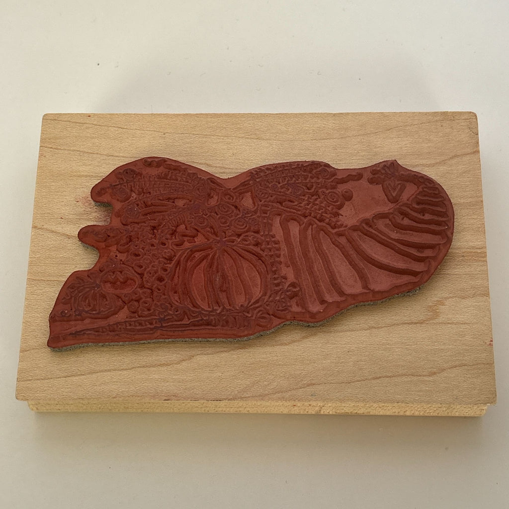 Imaginations Rubber Stamp Cornucopia Pumpkins Fall Thanksgiving Harvest Card Making Quirky Wood Mounted