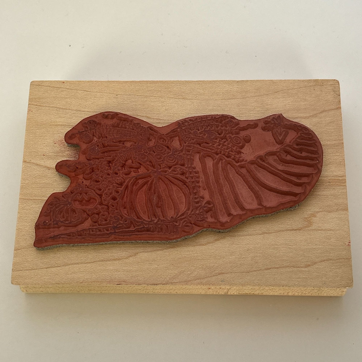 Imaginations Rubber Stamp Cornucopia Pumpkins Fall Thanksgiving Harvest Card Making Quirky Wood Mounted