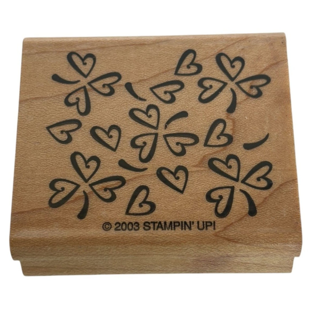 Stampin Up Wood Rubber Stamp Heart in Clover Pattern St Patricks Day Cad Making