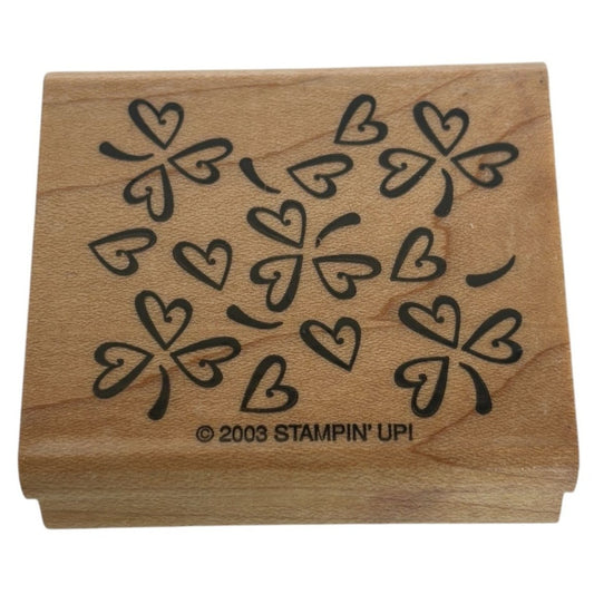 Stampin Up Wood Rubber Stamp Heart in Clover Pattern St Patricks Day Cad Making