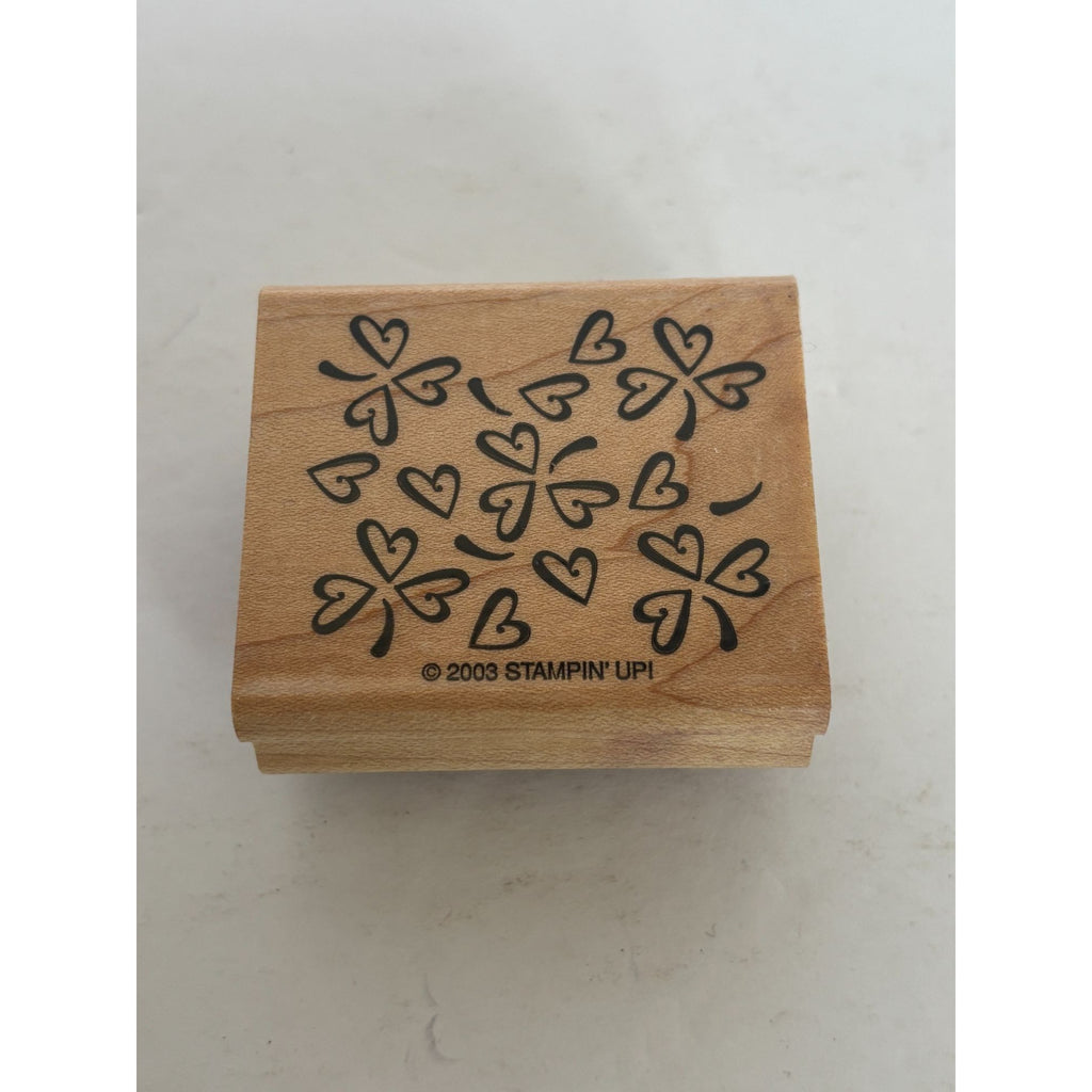 Stampin Up Wood Rubber Stamp Heart in Clover Pattern St Patricks Day Cad Making