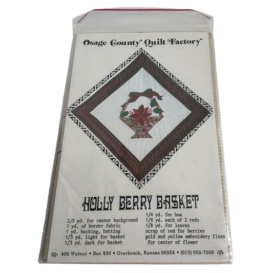 Osage County Quilt Factory Pattern Holly Berry Basket Holiday Christmas Applique