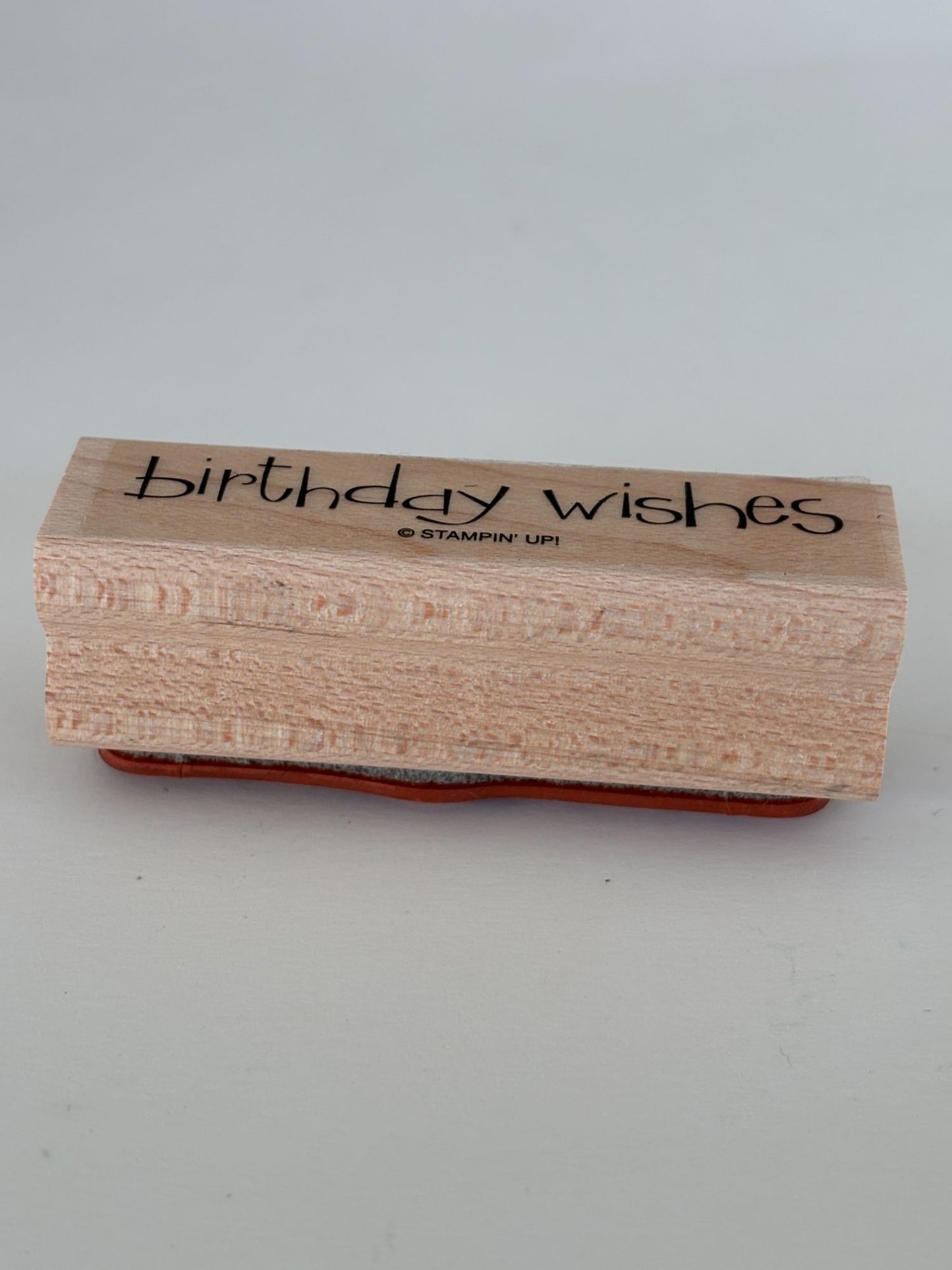 Stampin Up Rubber Stamp Birthday Wishes Card Making Words Sentiment Wood Mounted