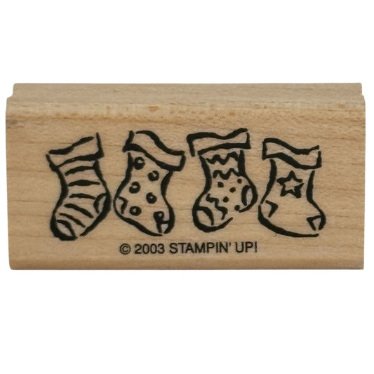 Stampin Up Rubber Stamp Christmas Stockings Border Holiday Card Making Small