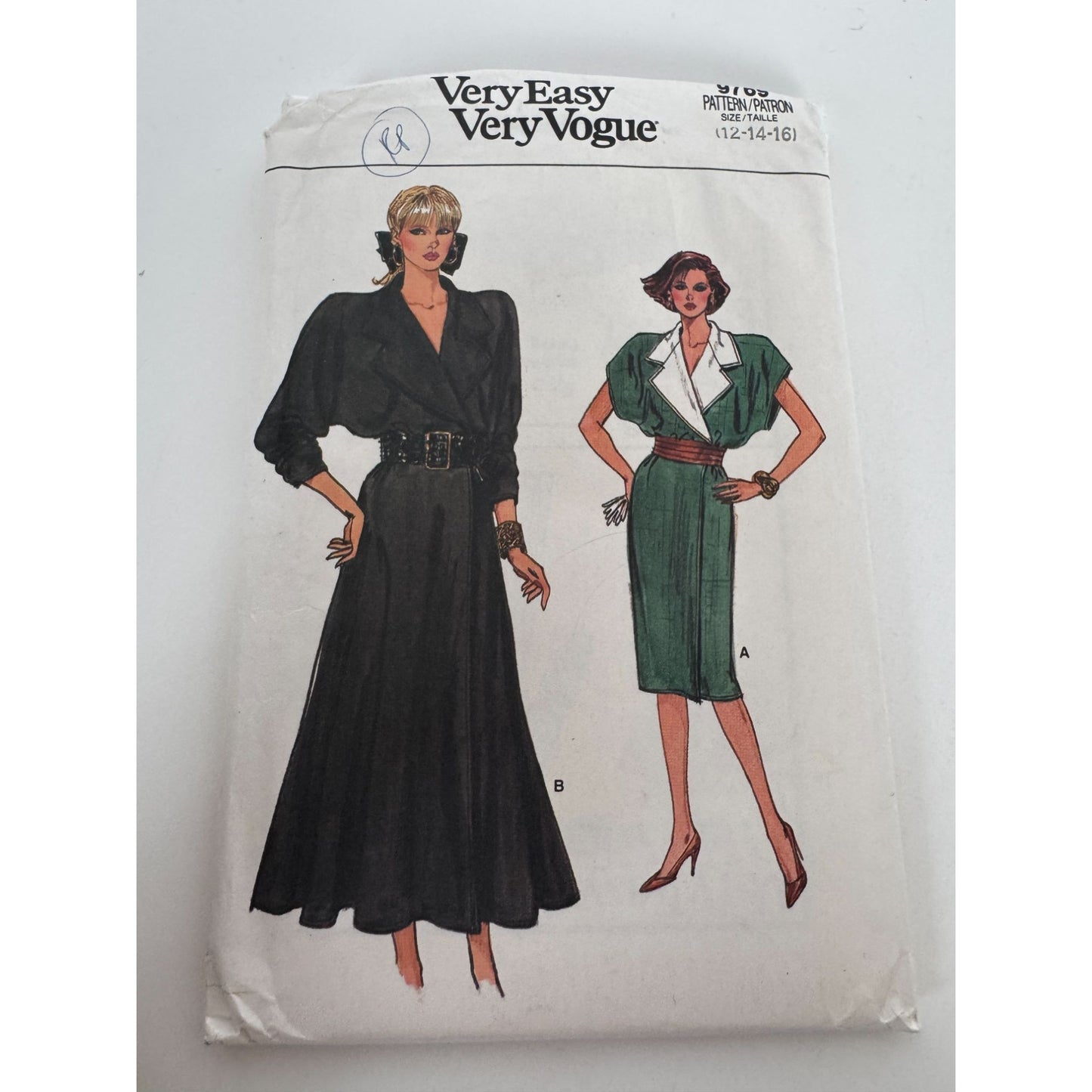 Vogue Sewing Pattern 9769 Wrap Dress 1980s Fashion Vintage Uncut 12 14 16