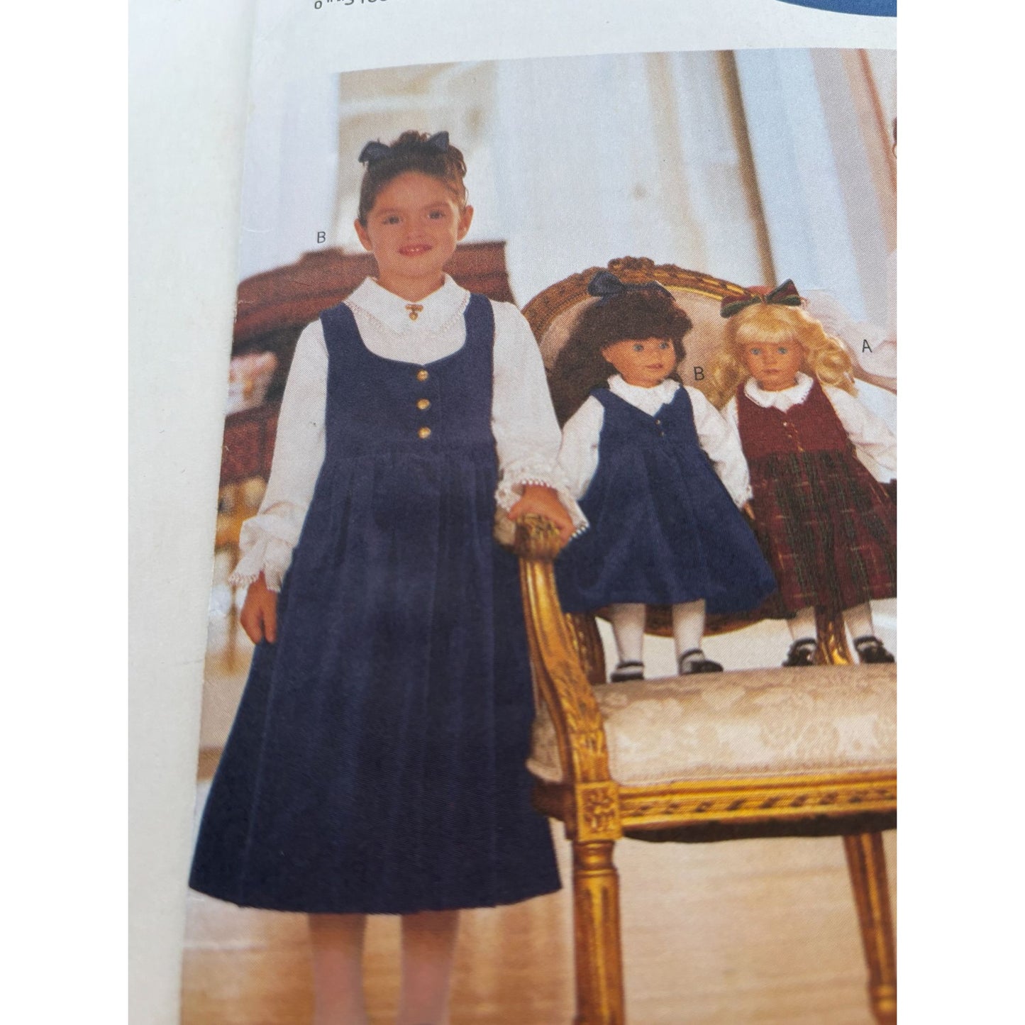 Butterick Sewing Pattern 5852 Matching Girl and Doll Outfits Jumper Dress 2-5