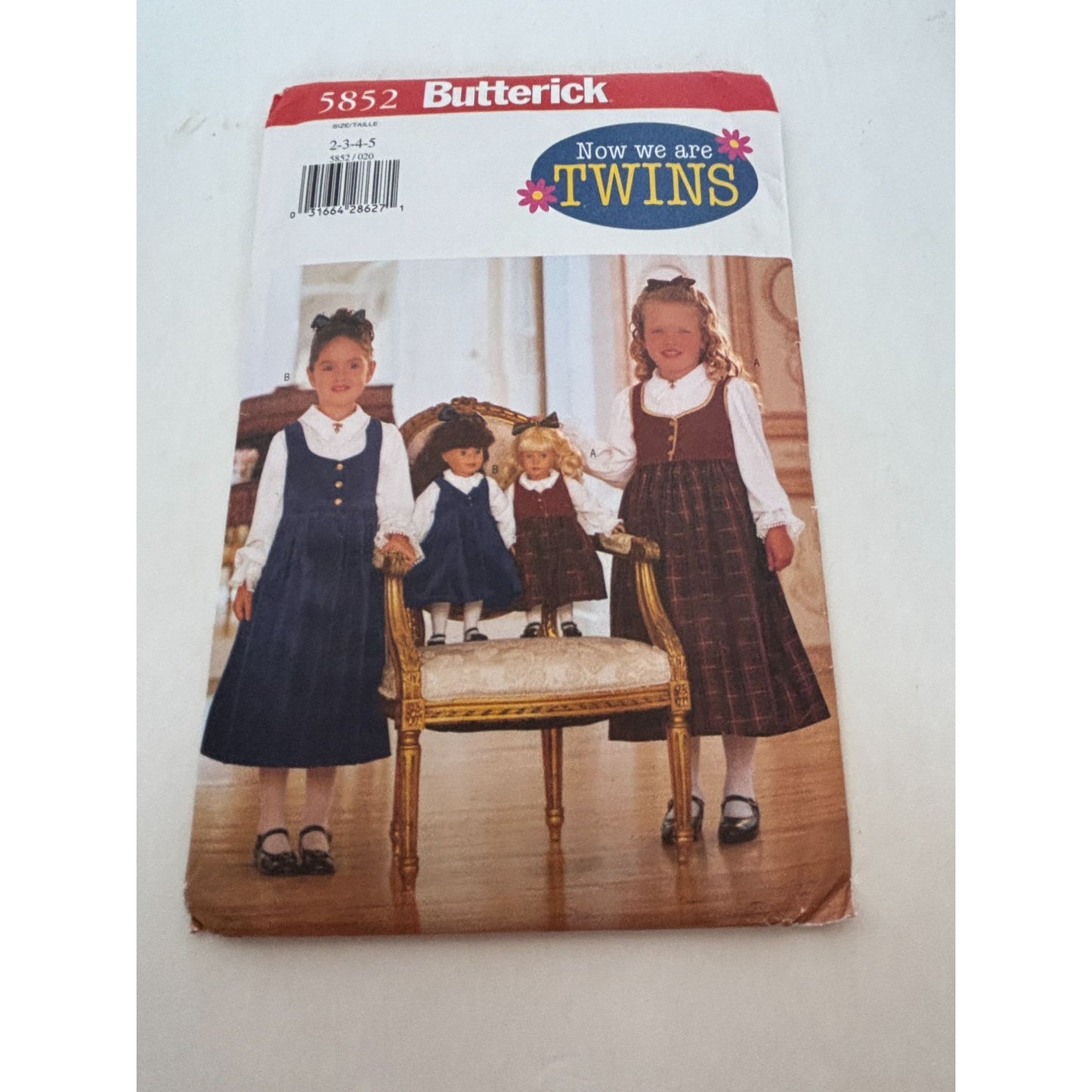 Butterick Sewing Pattern 5852 Matching Girl and Doll Outfits Jumper Dress 2-5