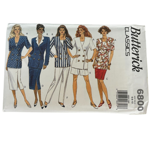 Butterick Sewing Pattern 6800 90s Power Suit Jacket Corporate Core 6-10 UC Easy Minimalist