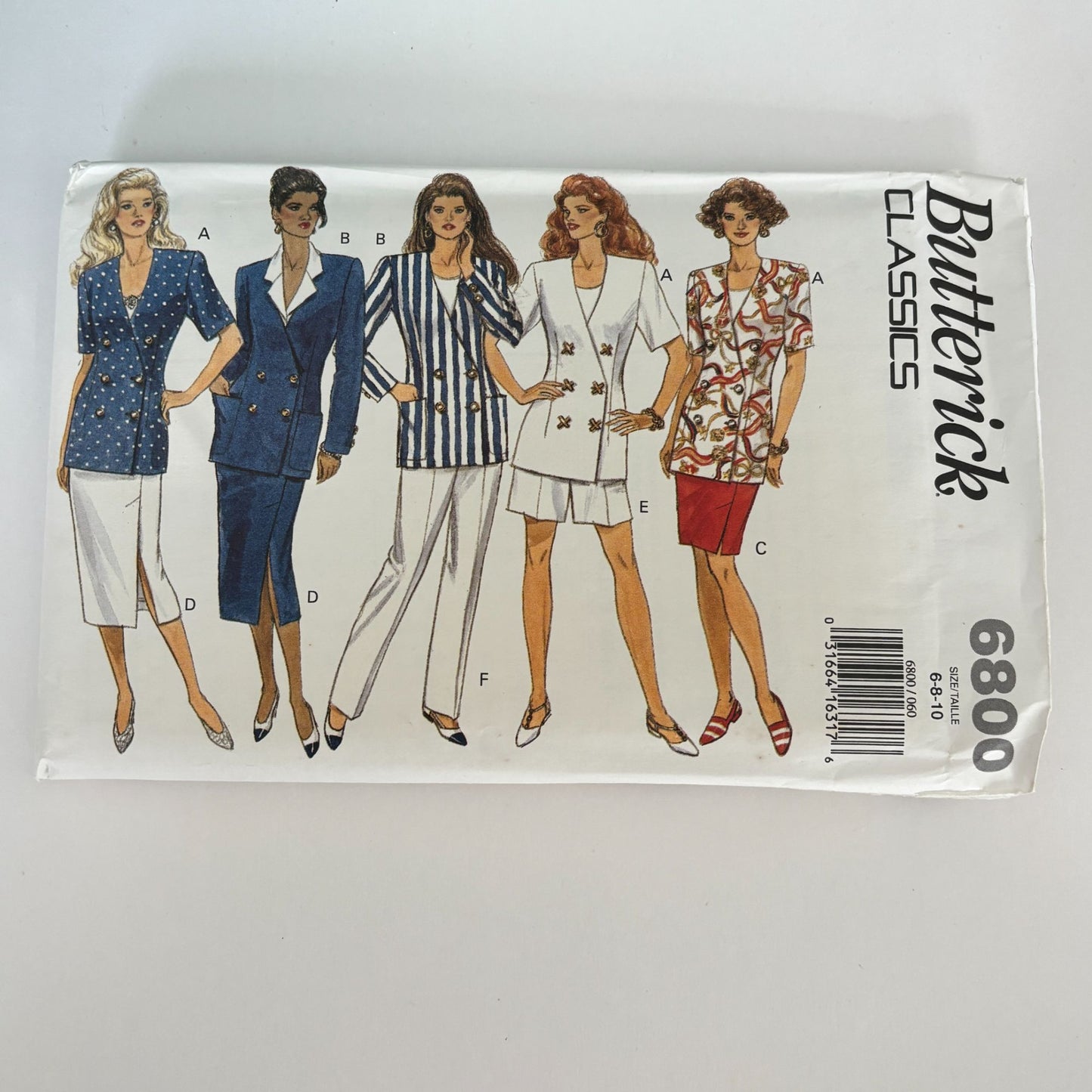 Butterick Sewing Pattern 6800 90s Power Suit Jacket Corporate Core 6-10 UC Easy Minimalist
