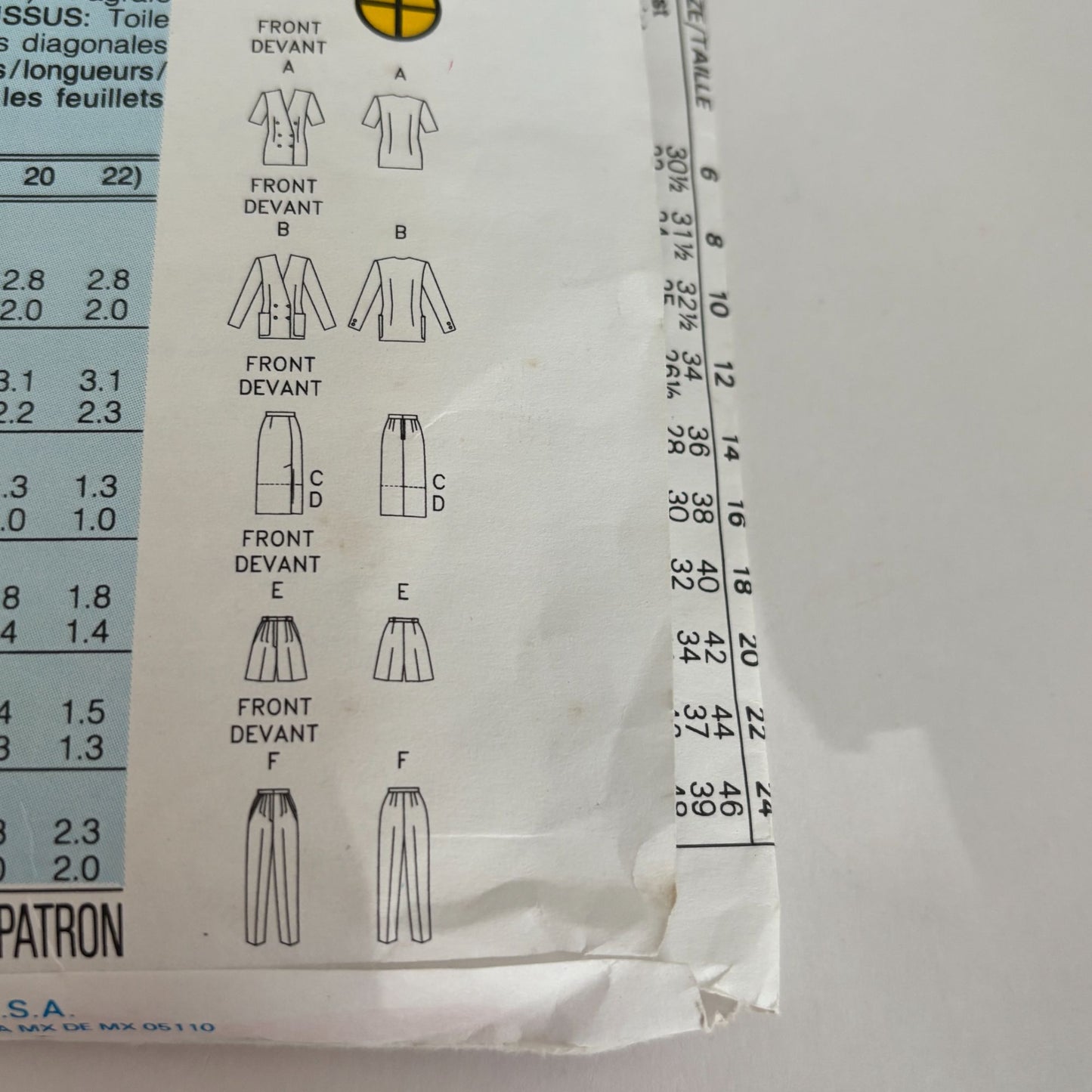 Butterick Sewing Pattern 6800 90s Power Suit Jacket Corporate Core 6-10 UC Easy Minimalist