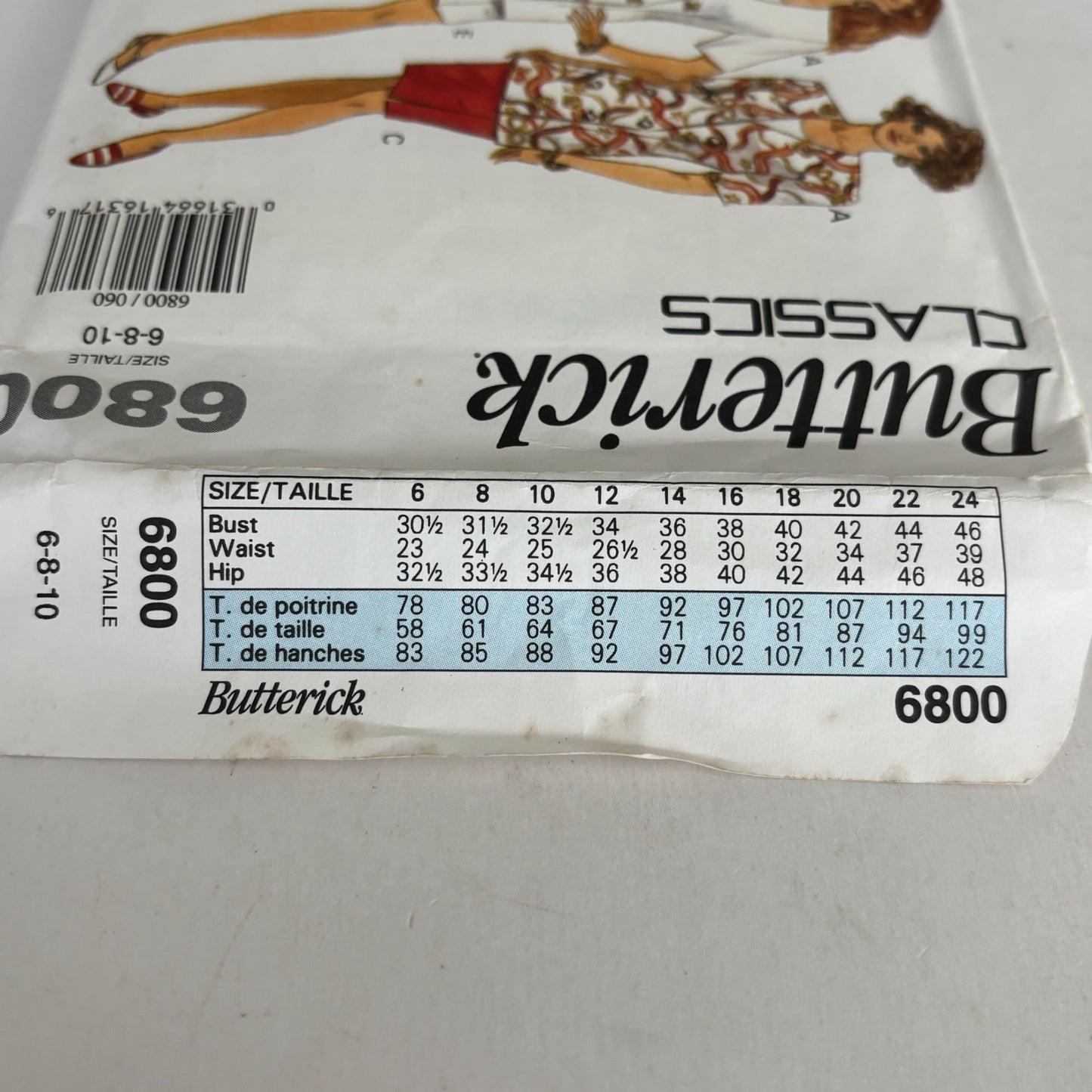 Butterick Sewing Pattern 6800 90s Power Suit Jacket Corporate Core 6-10 UC Easy Minimalist