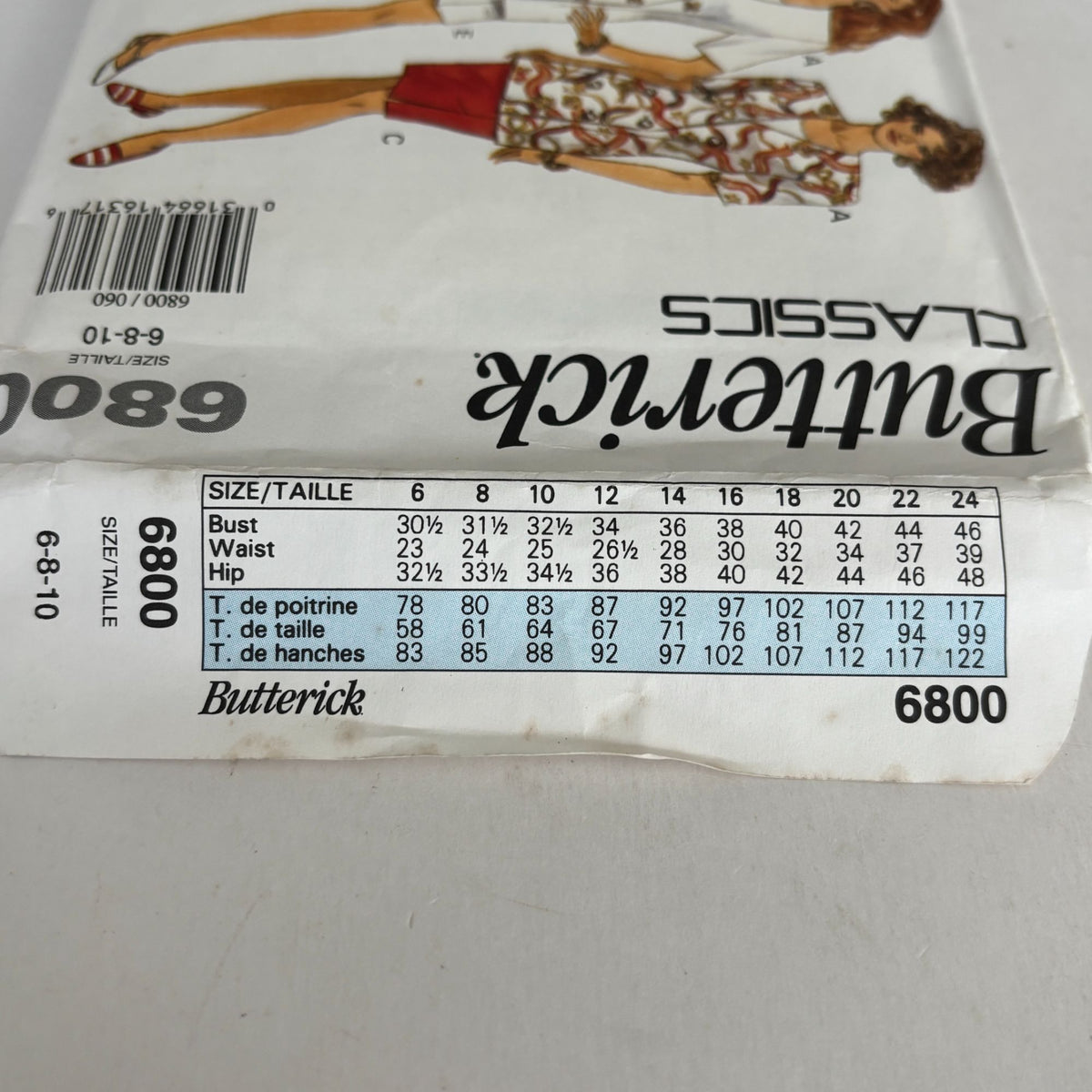 Butterick Sewing Pattern 6800 90s Power Suit Jacket Corporate Core 6-10 UC Easy Minimalist