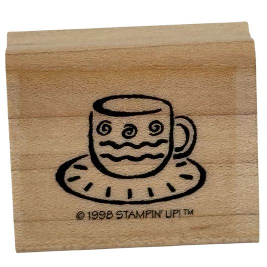 Stampin Up Rubber Stamp Tea Party Invitation Cup Teacup Drink Coffee Cardmaking
