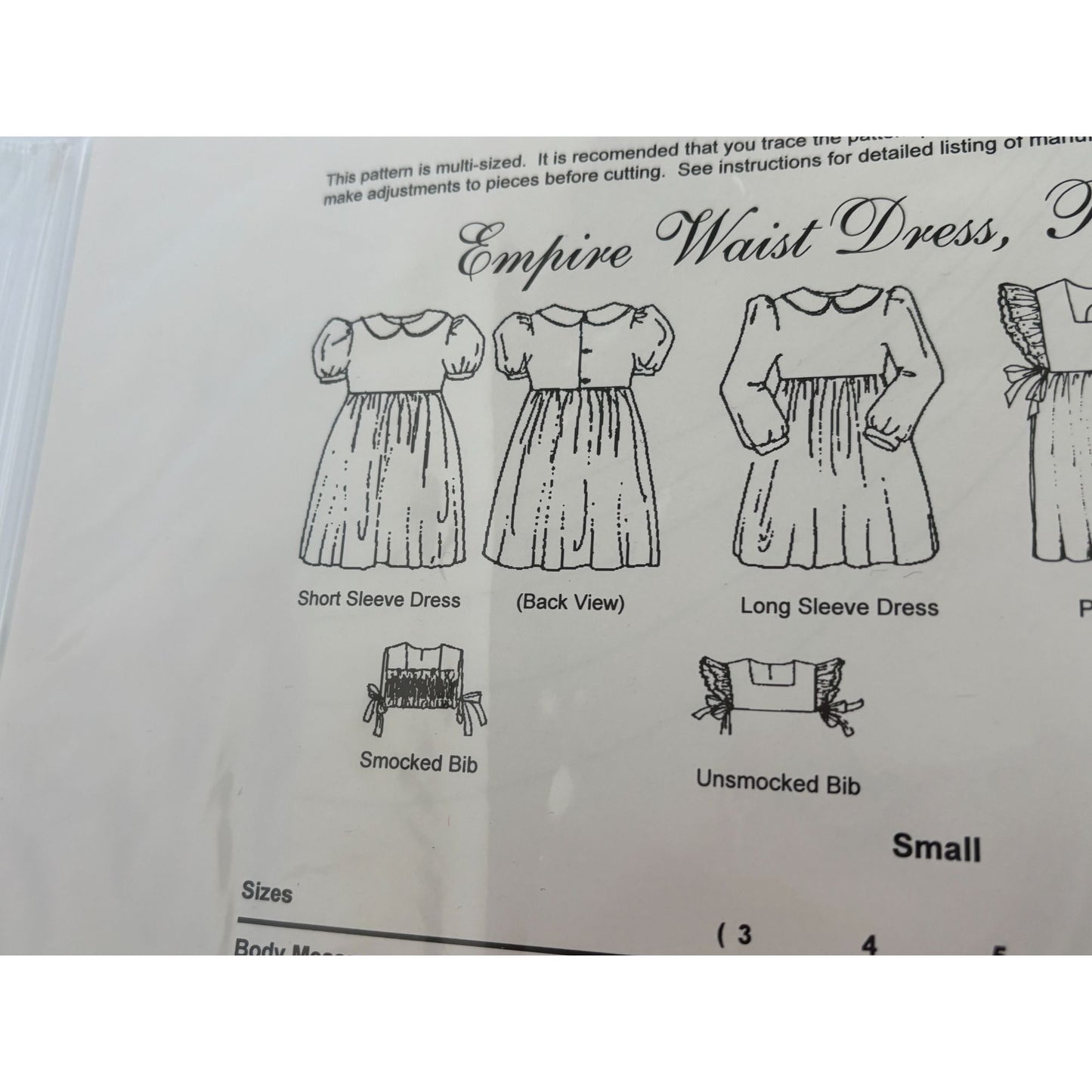 Chery Williams Heirloom Sewing Pattern Empire Waist Dress Pinafore Smocking Bib