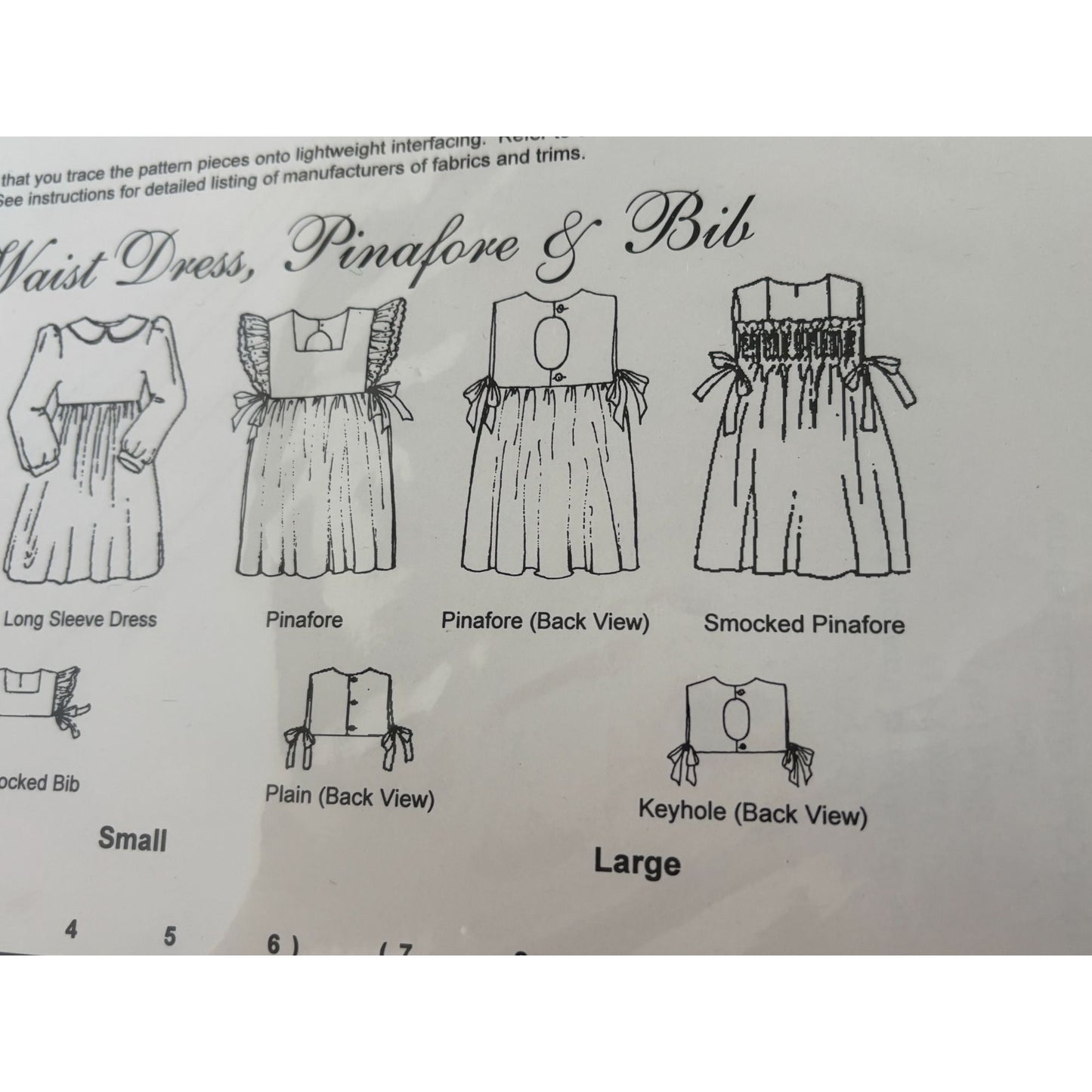 Chery Williams Heirloom Sewing Pattern Empire Waist Dress Pinafore Smocking Bib
